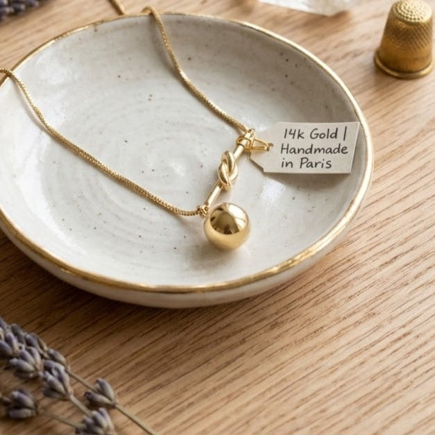 Gold Orb & Knot Pendant Necklace