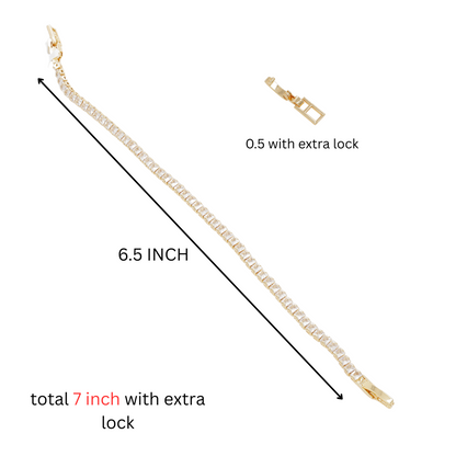 18k Plated Square-Cut CZ Tennis Bracelet