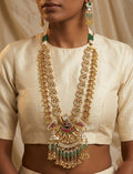 Gold-Plated Kundan & Green Onyx Rani Haar Jadtar Necklace Set
