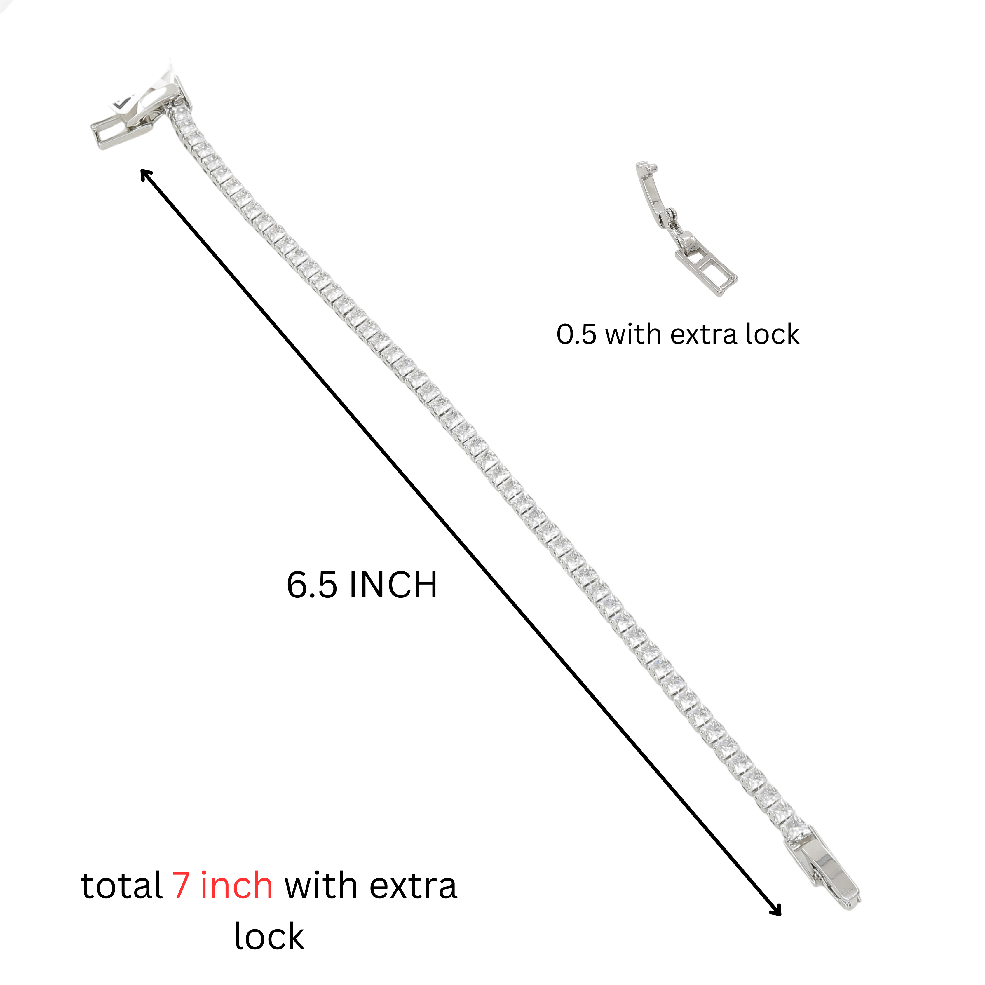 Silver Plated Square-Cut CZ Tennis Bracelet