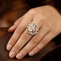 Stunning Gold Floral Ad Statement Party Ring