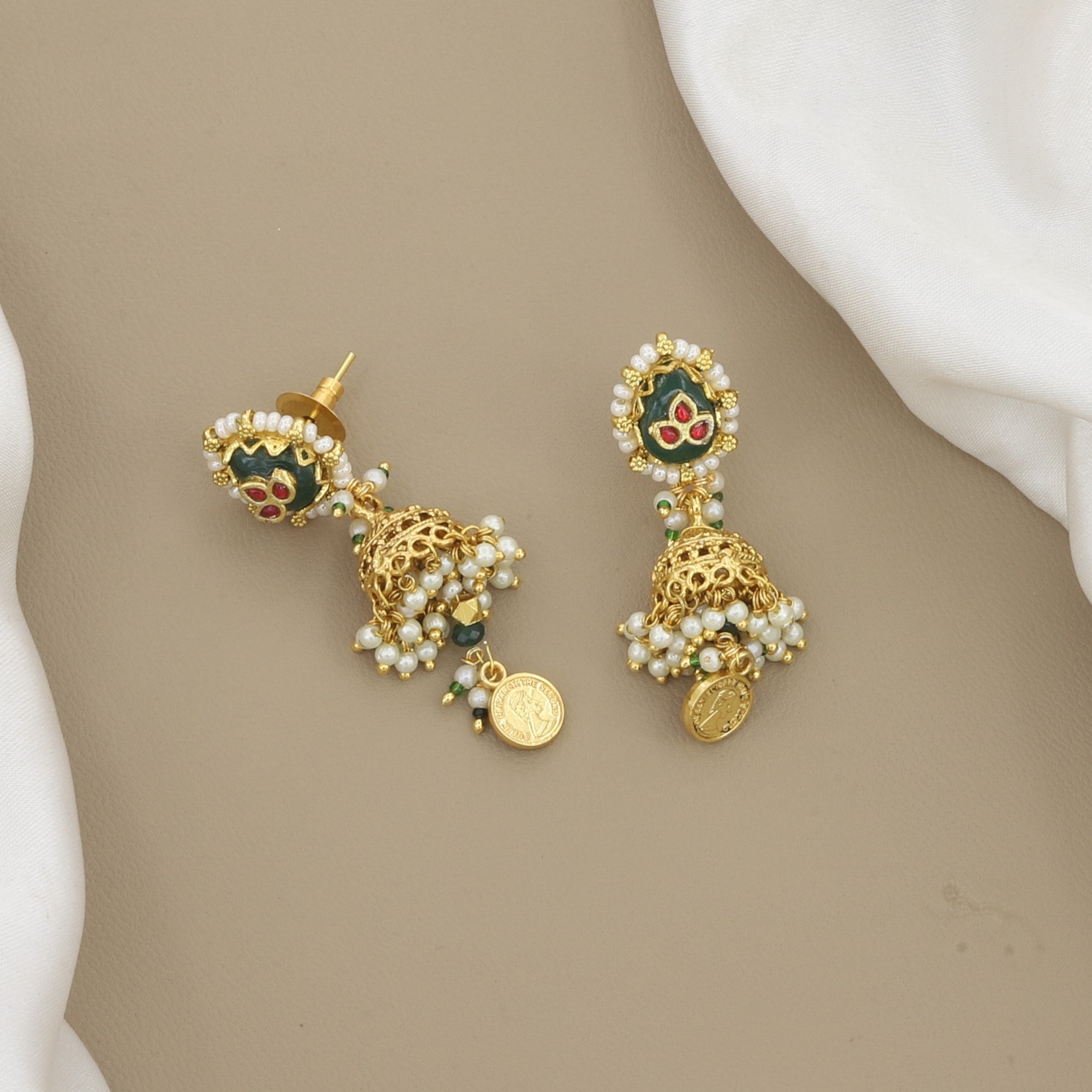 Traditional Gold-Plated Jhumka & Medium Necklace Set