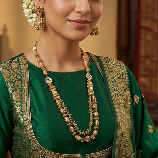 Traditional Antique Gold Layered Mala Set
