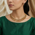 Traditional Ruby, Emerald & CZ Stone-Studded Gold Choker Set