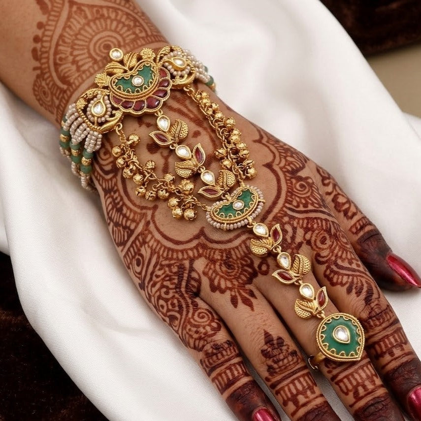 Antique Kundan Polki Wedding Hathpanja