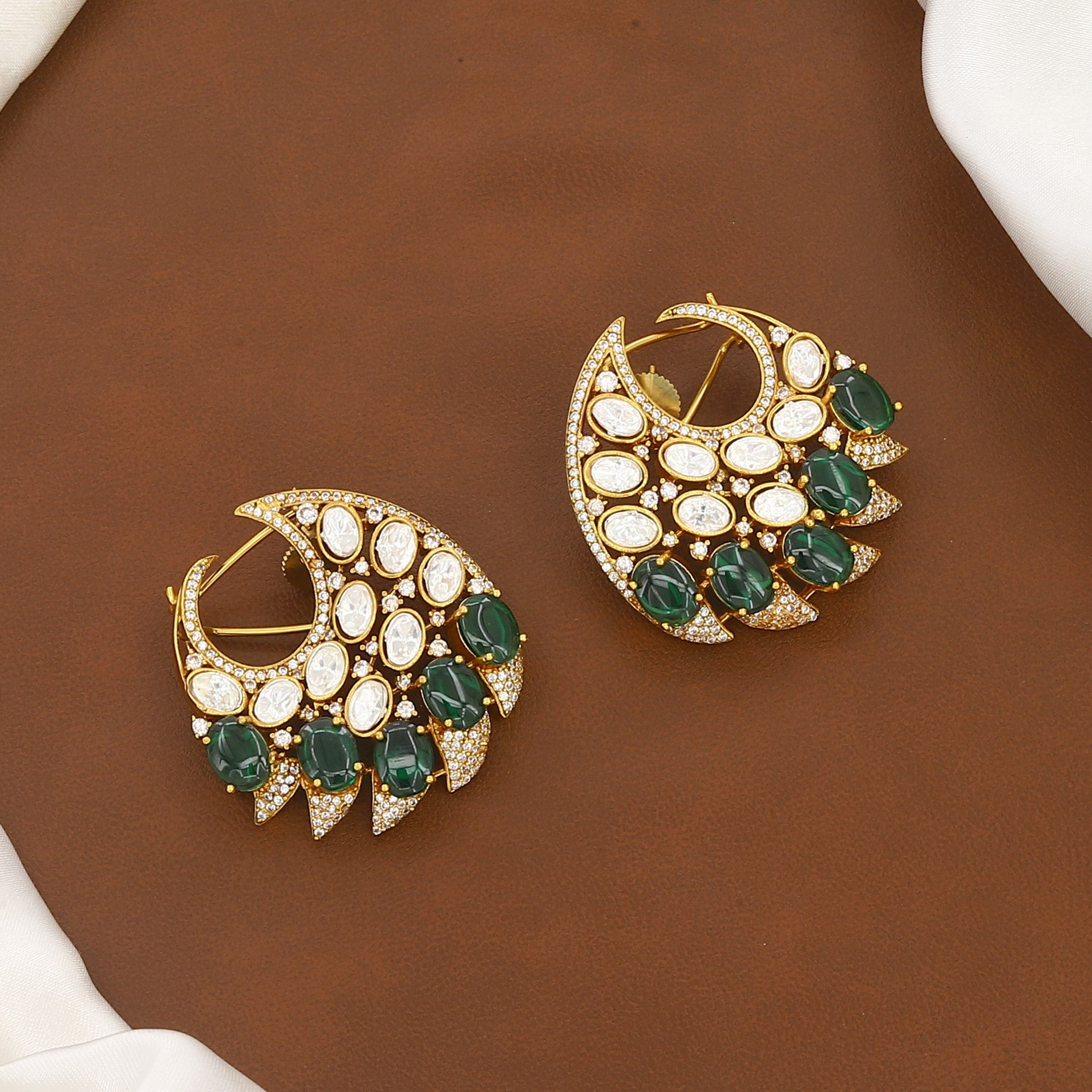 Emerald and Uncut Diamond Polki Neckpiece Set