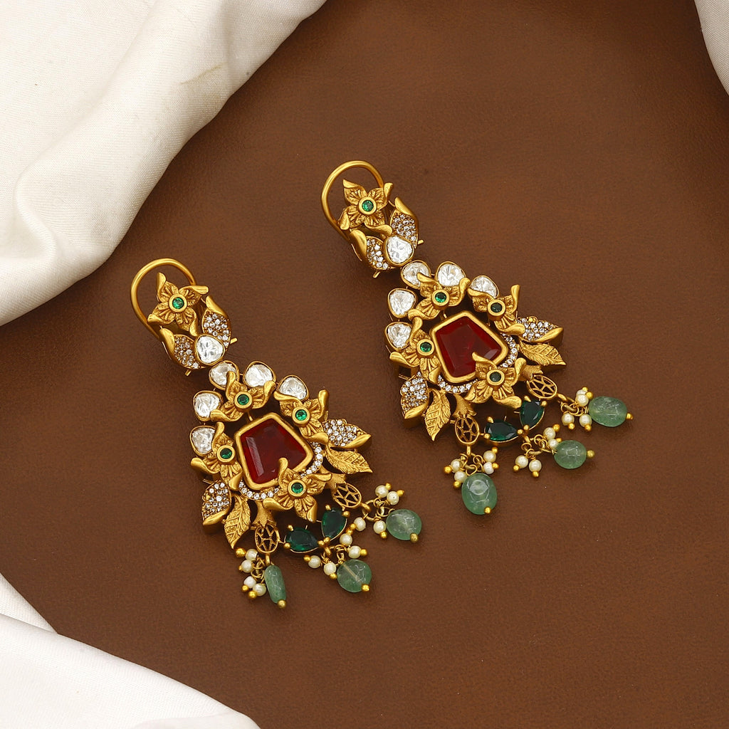 Traditional Kundan Floral Choker Necklace & Earrings Set