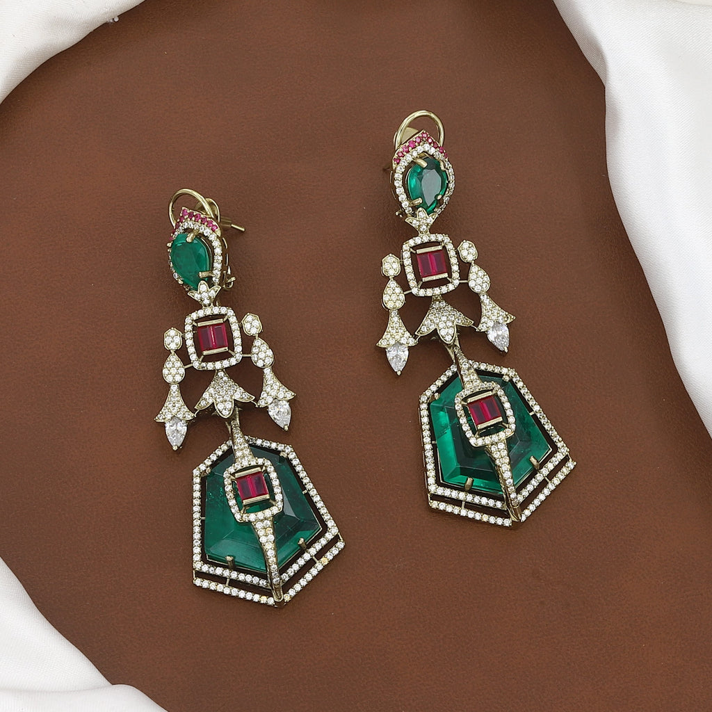 Luxury Emerald & Ruby Statement Diamond Necklace Set