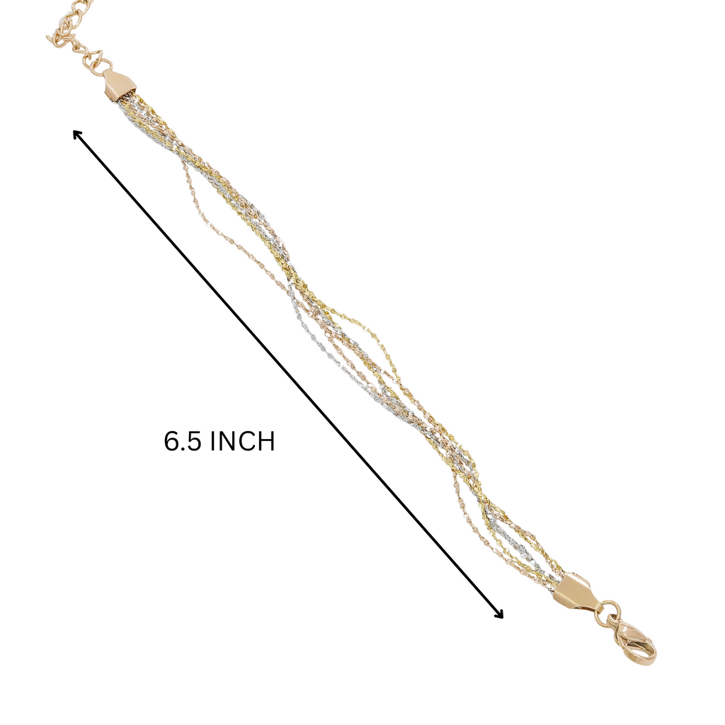 Delicate Layered Tri-Color Multi-Strand Bracelet