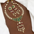 Royal Polki & Emerald Chandelier Necklace Set with Ruby Accents