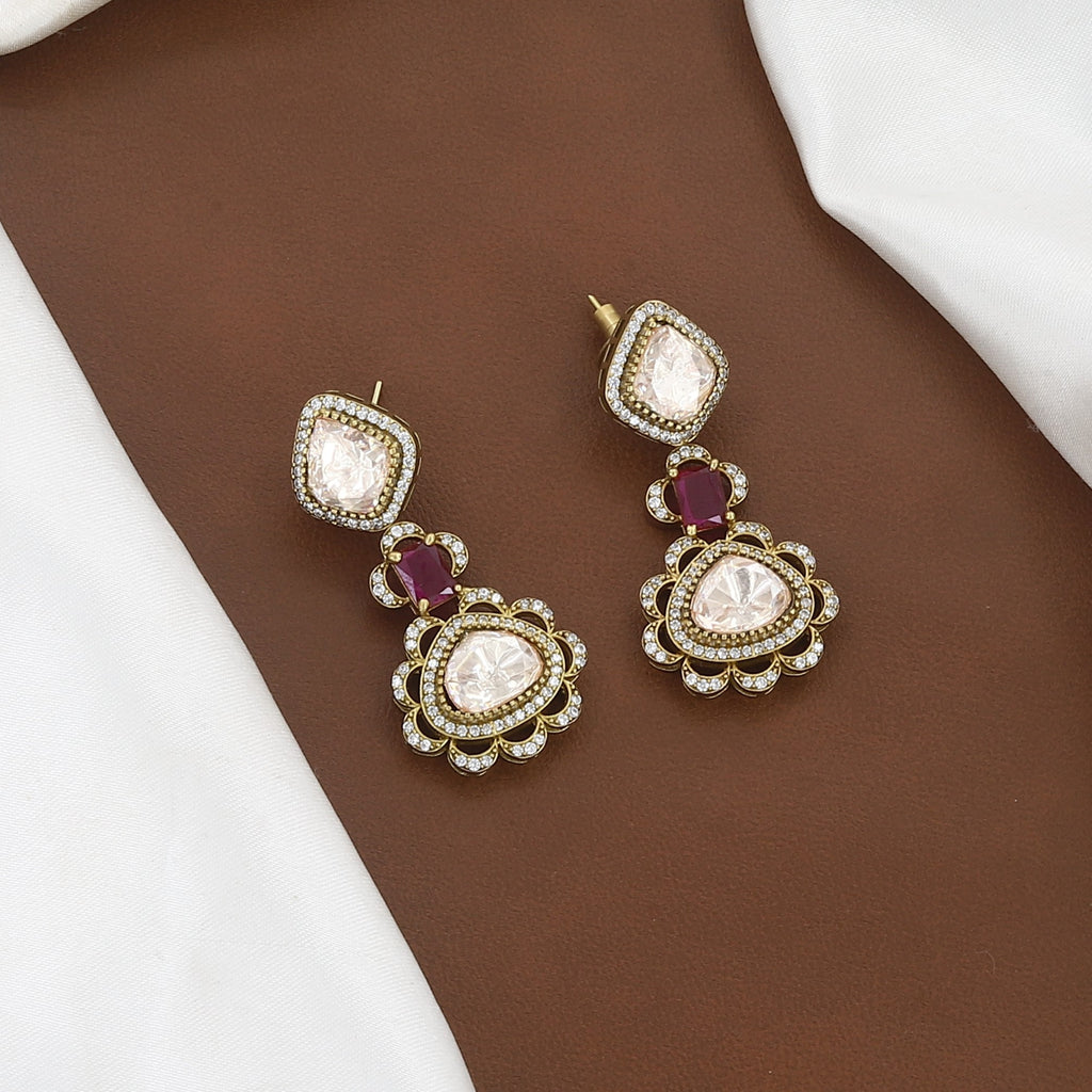 Traditional Gold Plated Kundan & Ruby Red Necklace Set