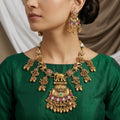 Antique Elephant Design Necklace Set with Jhumka Earrings