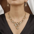 Mehndi Polish Modern Diamond Look Necklace & Earring Set