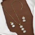 Delicate Gold Plated Polki Kundan Pendant Necklace Set