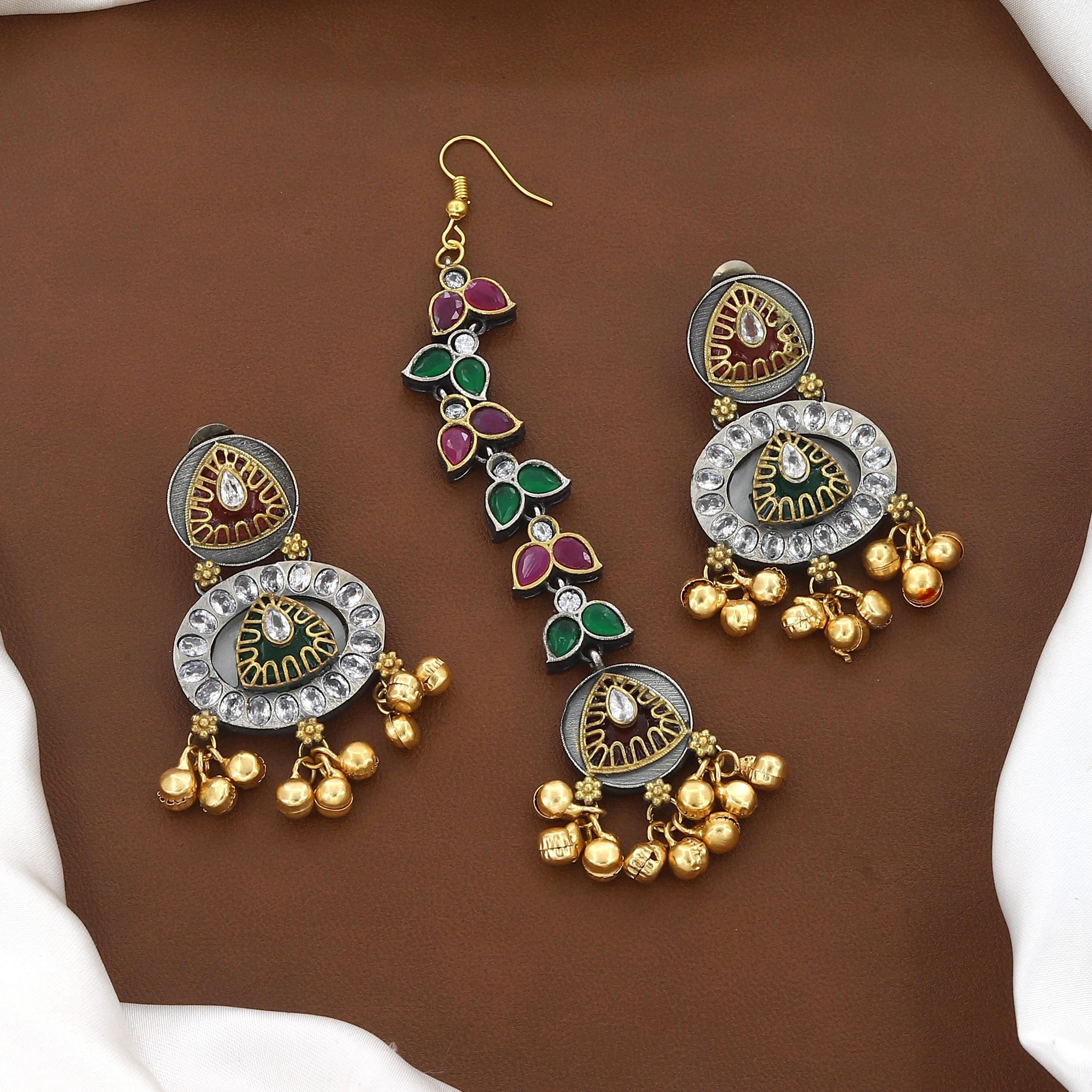 Traditional Oxidized Dual-Tone Necklace Set