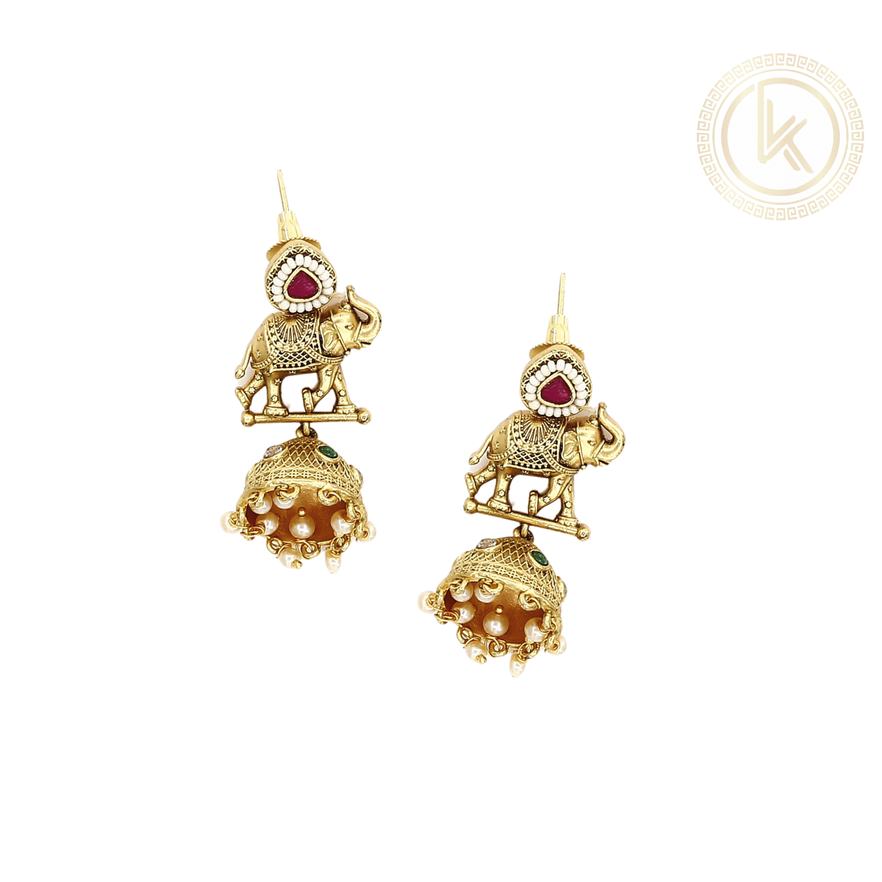 Meenakari Elephant Pearl Necklace Set
