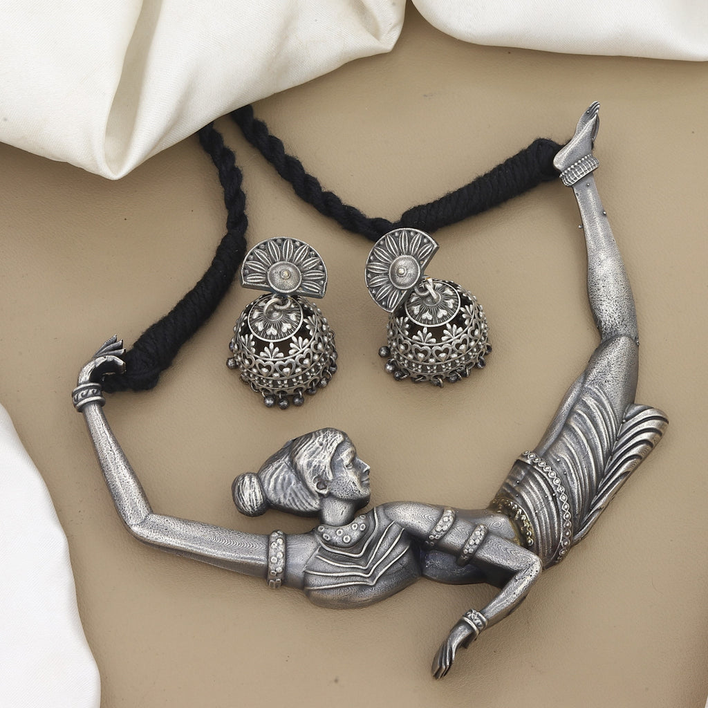 Handcrafted oxidized Silver Dancer Necklace Set