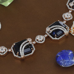 Rosepolished Blue Colour Diamond Necklace