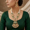 Luxury Ethnic Gold Tone Handcrafted Polki & Meenakari Long Necklace Set