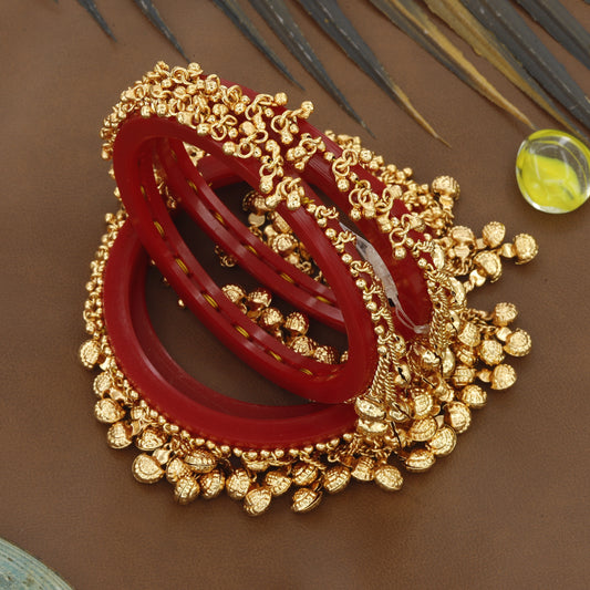 Red Colour Ghungri Bangles For Women