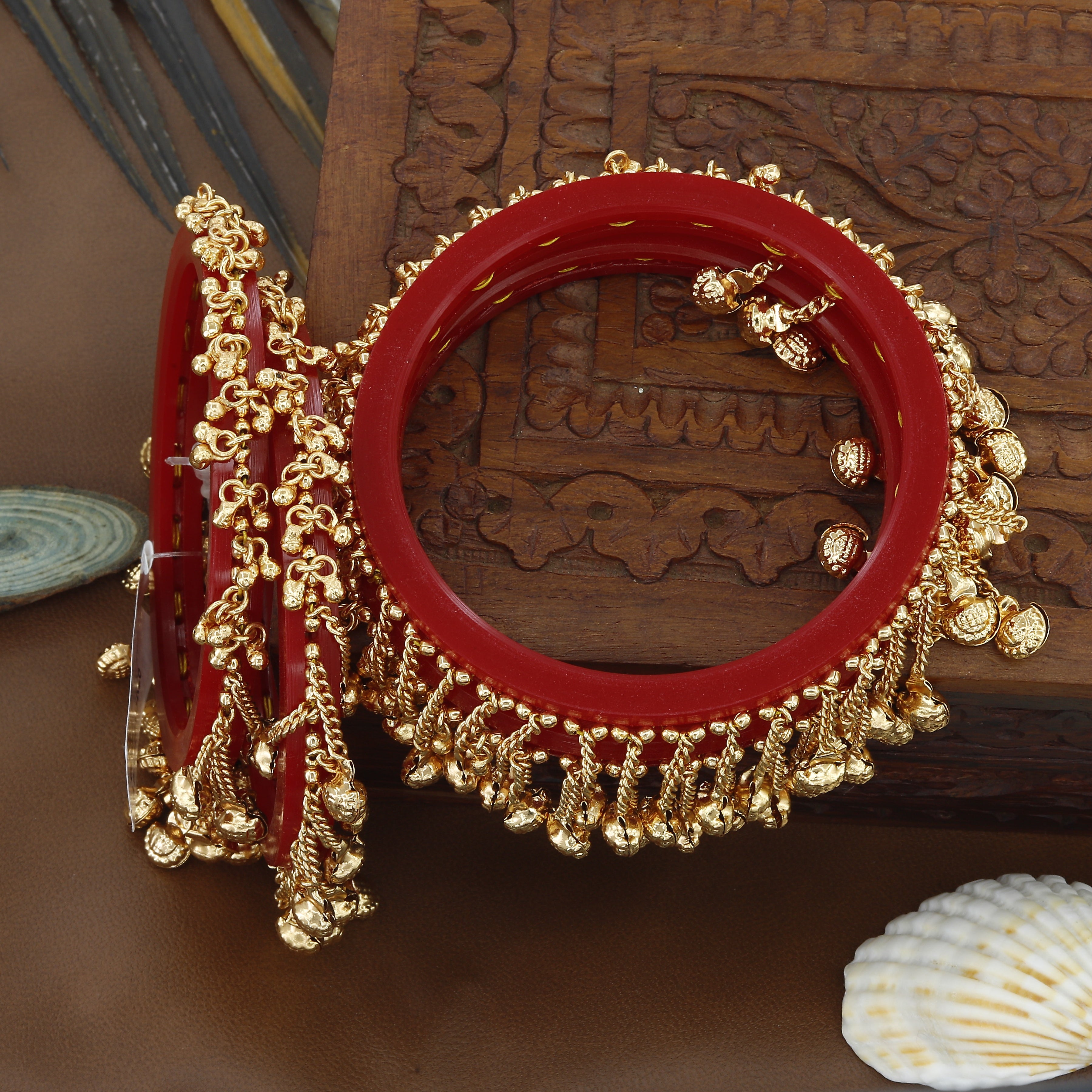 Red Colour Ghungri Bangles For Women