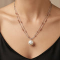 Mixed Metal Beaded Pearl Necklace