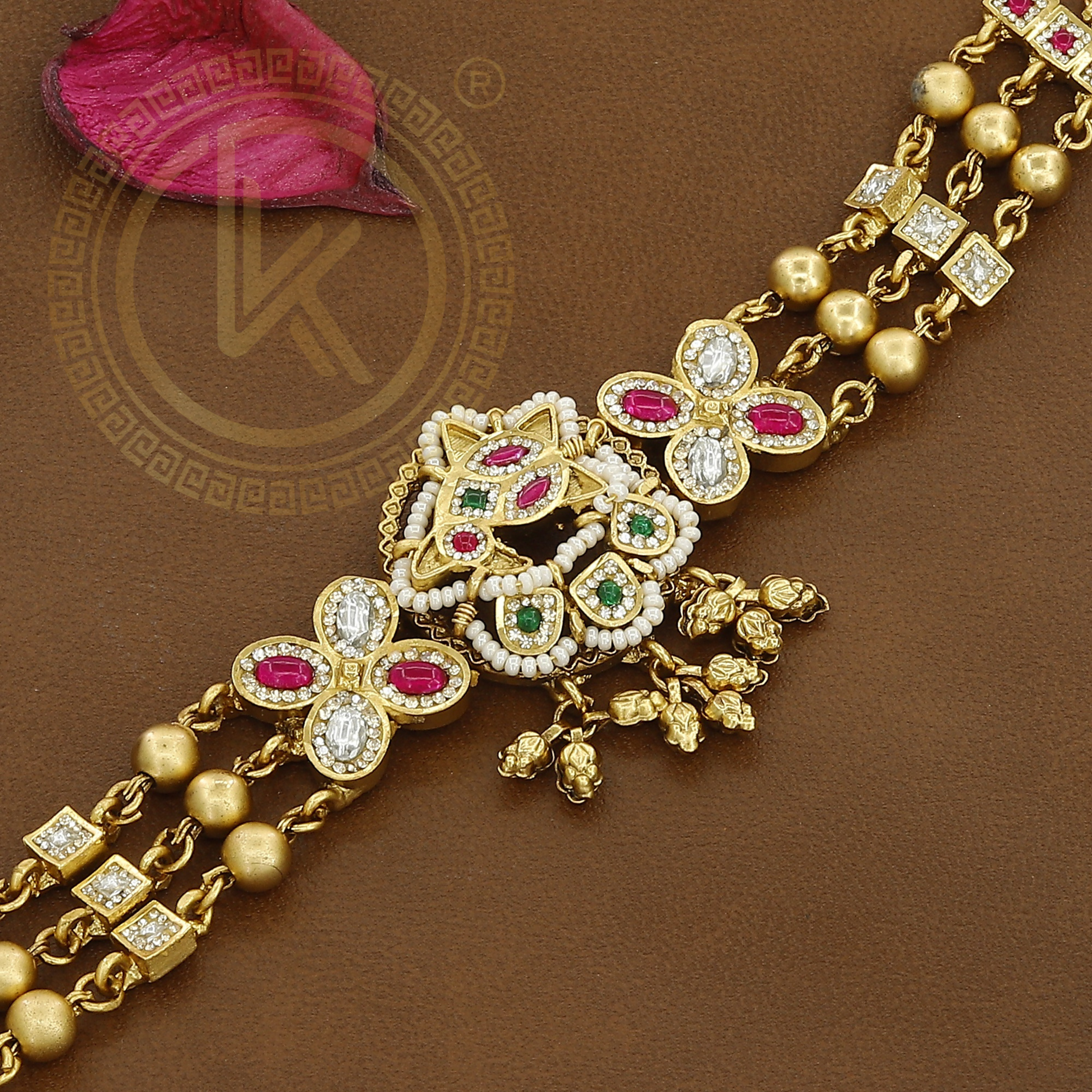 Elegant Gold & Gemstone Antique Bracelet