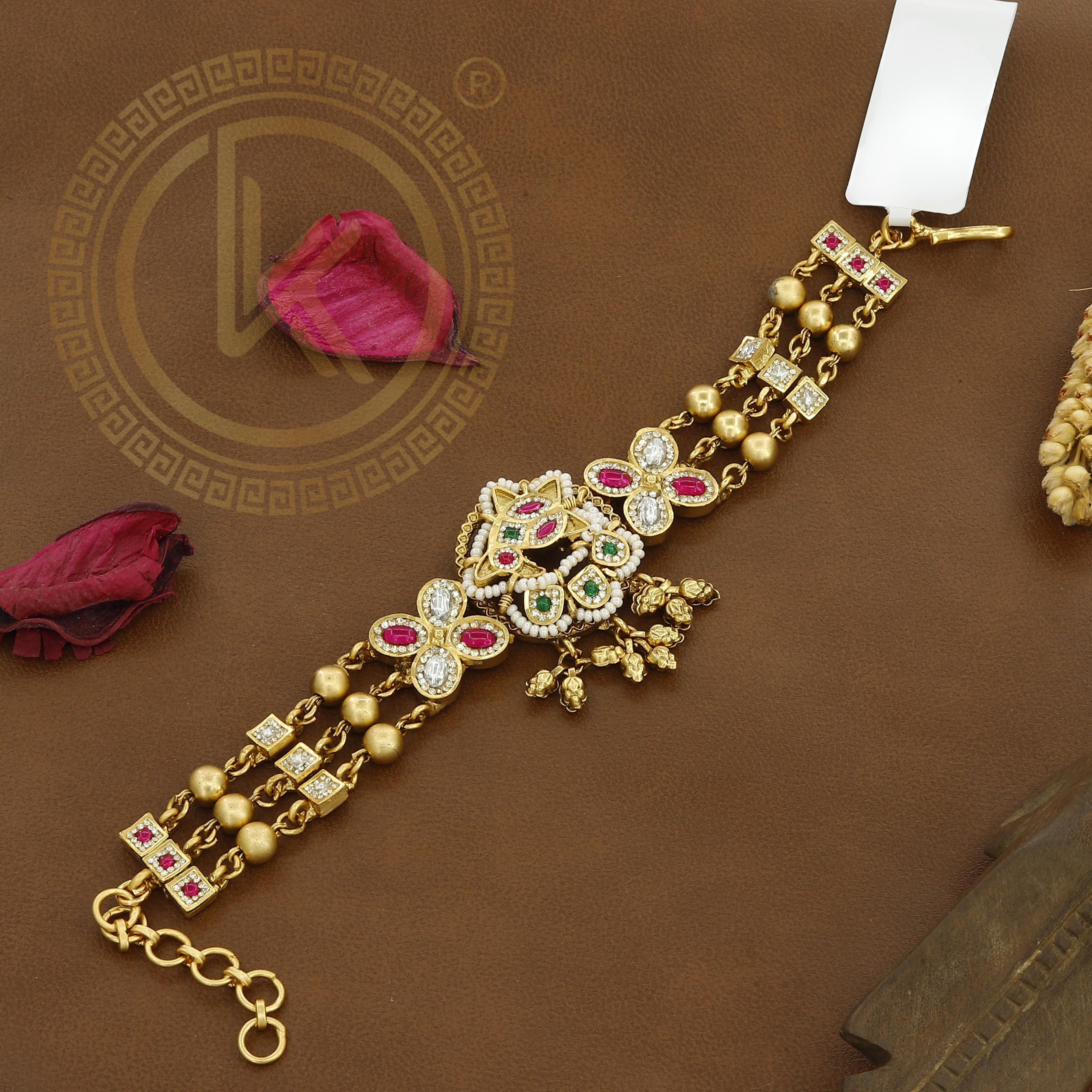 Elegant Gold & Gemstone Antique Bracelet
