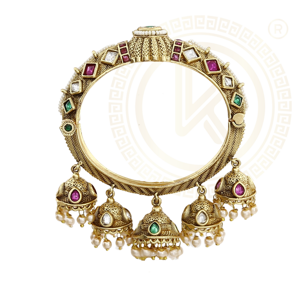 Temple Antique Bangle Kada with Gemstones