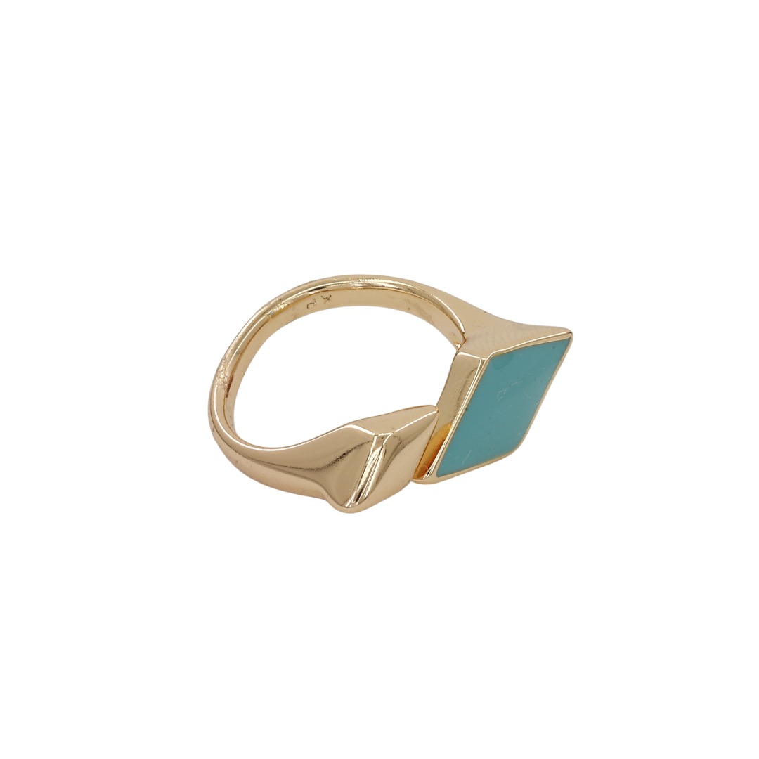 Geometric Turquoise Inlay Bypass Ring