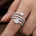 Cocktail Elegant Silver Teardrop Wrap Ring