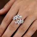 Glamorous Silver Floral Cluster Cocktail Ring
