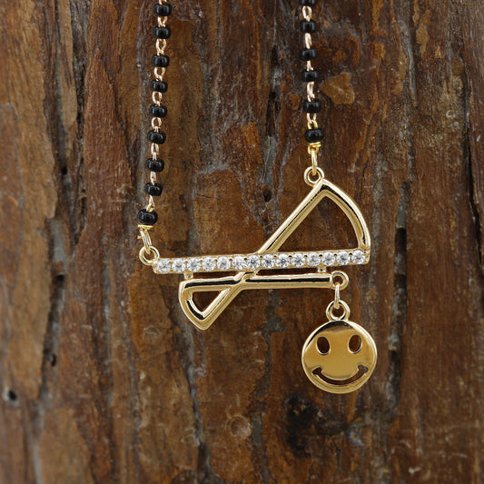 Smiley Face Design Gold Plated Dailywear Mangalsutra