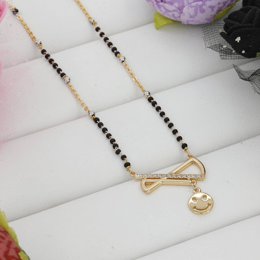 Smiley Face Design Gold Plated Dailywear Mangalsutra