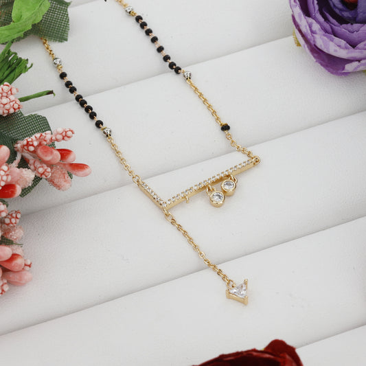 Stunning Broad Gold Plated Daily Wear Mangalsutra