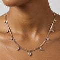 Gold Crystal Dangle Fringe Necklace