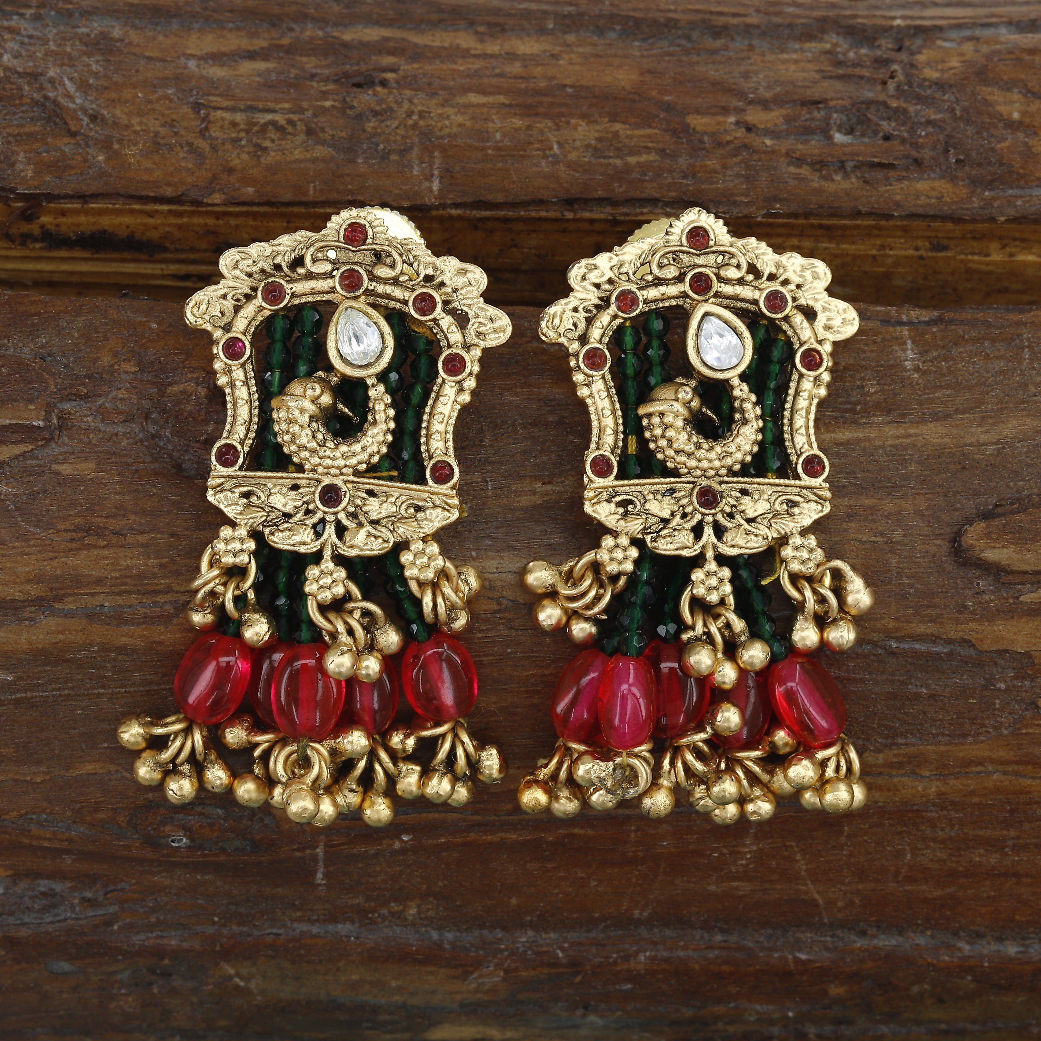 Antique Peacock Design Mini Top Earrings