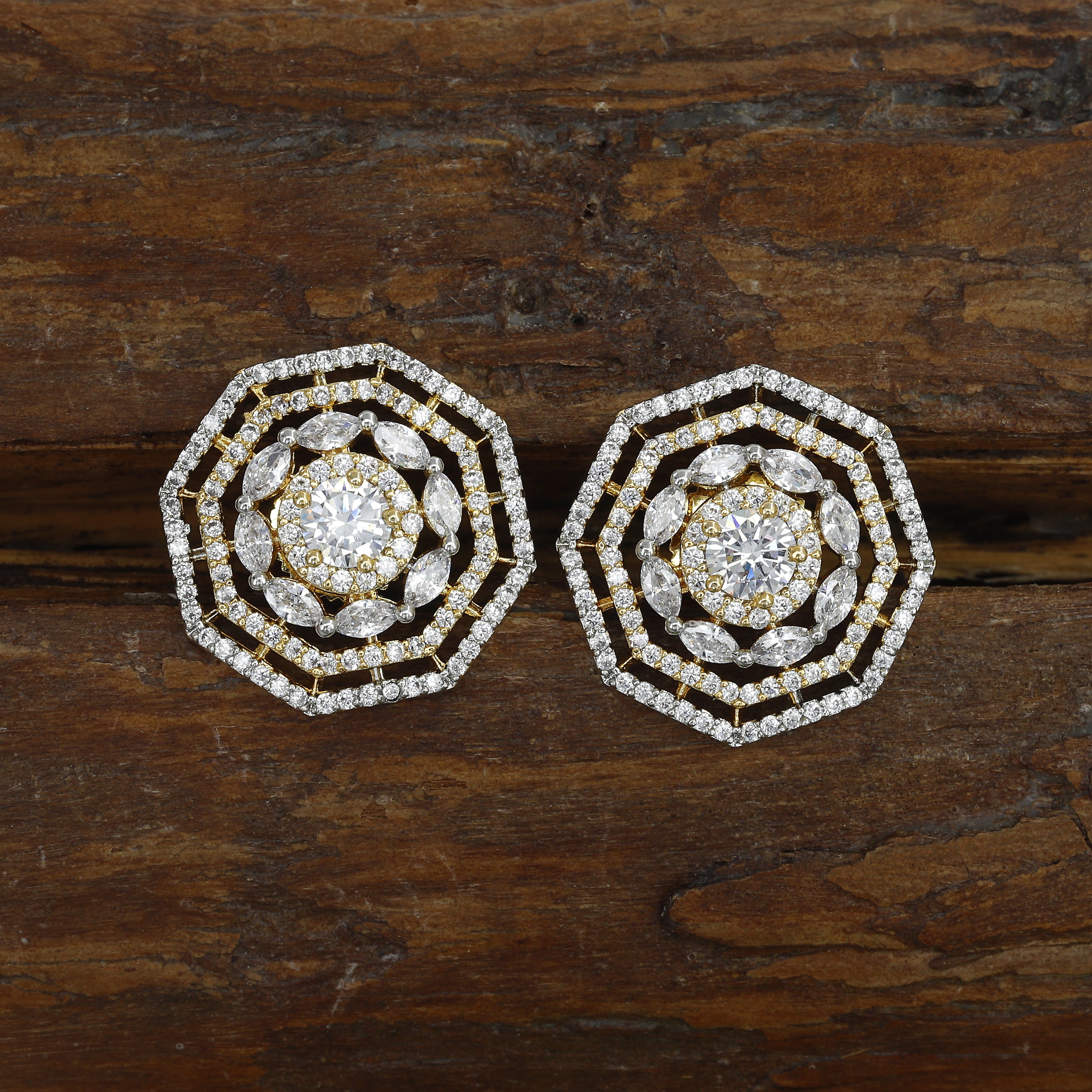 Golden Mini Diamond Studs With Elegant Design