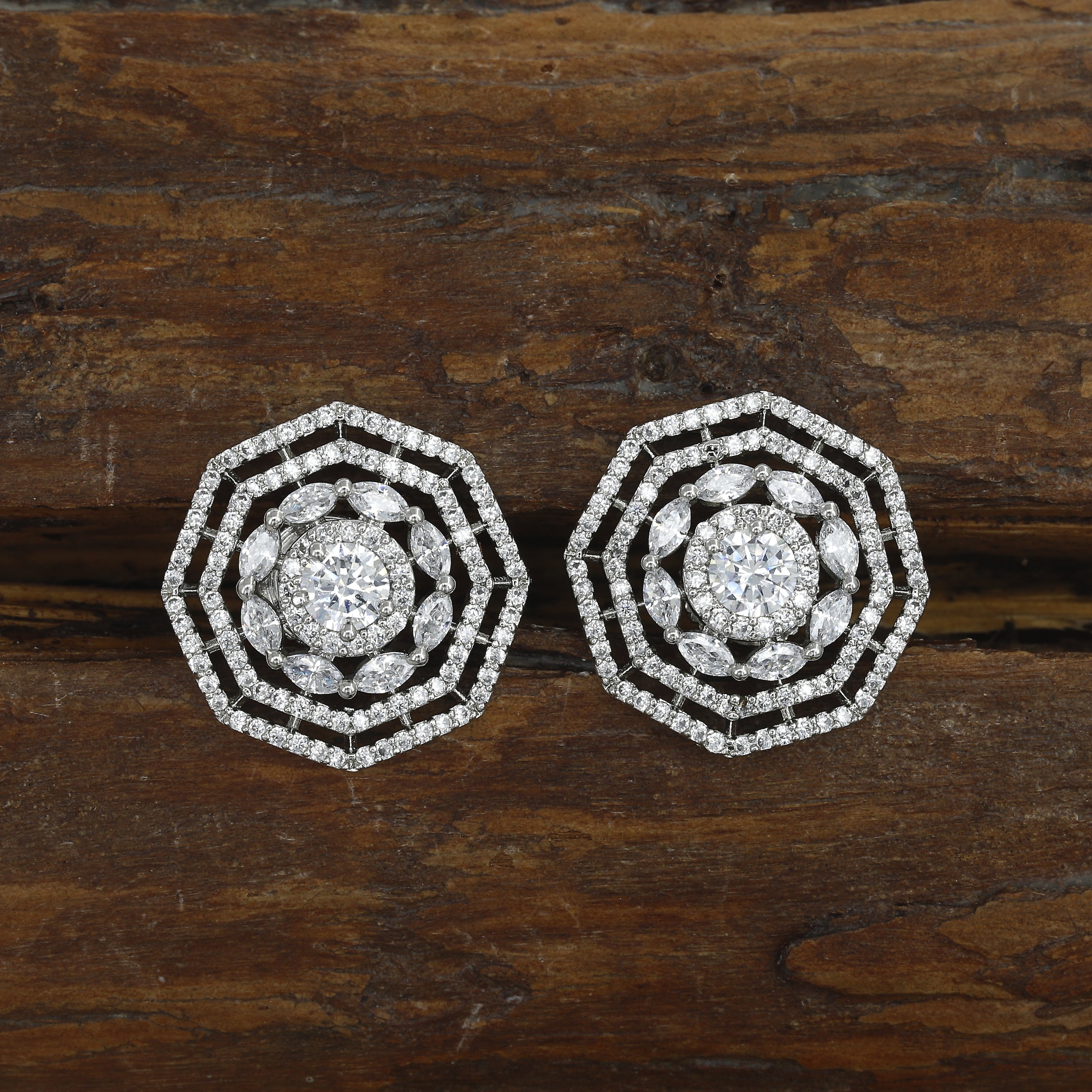 Silver Mini Diamond Studs With Elegant Design