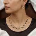 Mehndi Polished Modern Pave Circle & Ball Necklace Set