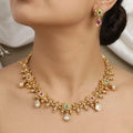 Elegant Matte Gold Ethnic Necklace & Earring Set