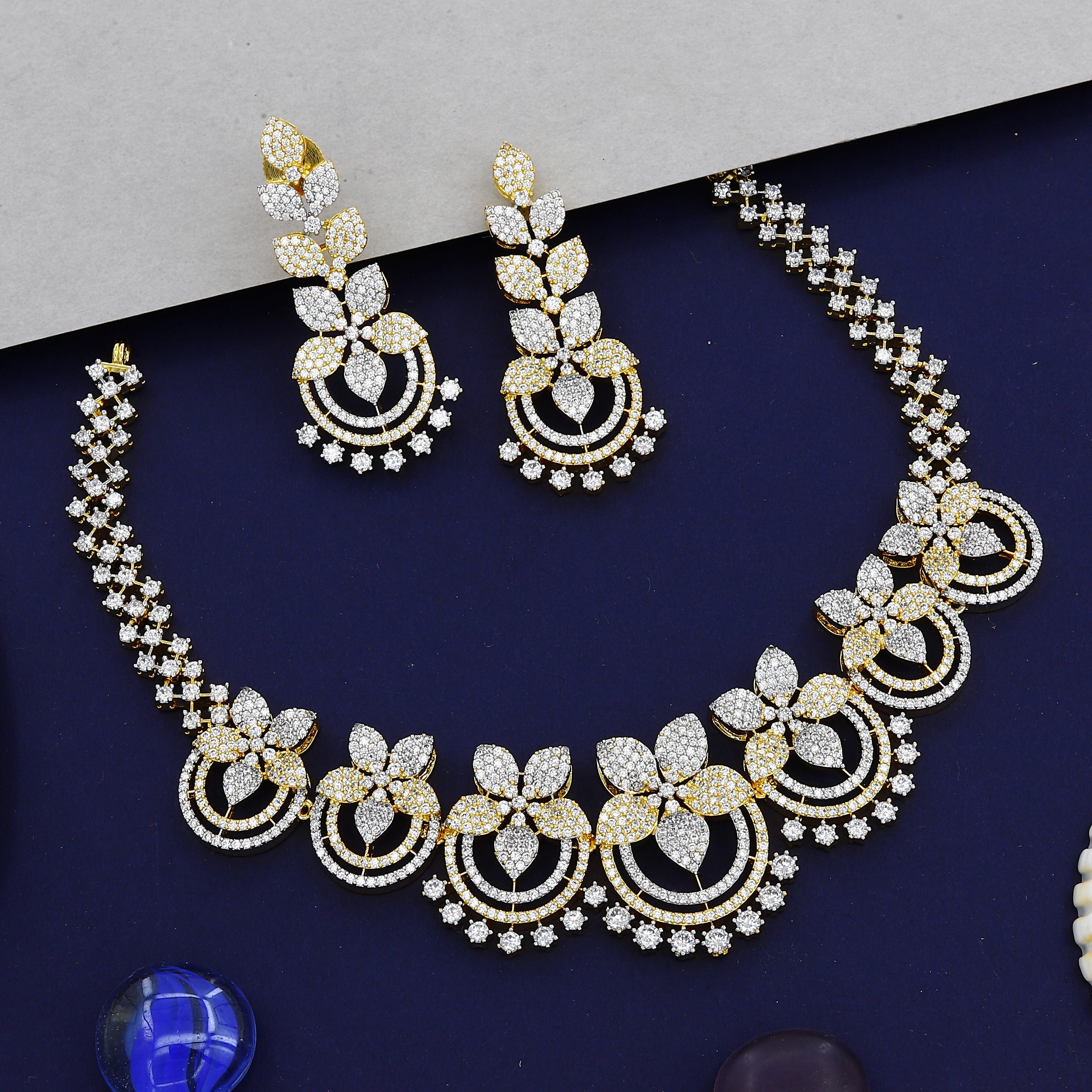 Partywear Goldtone Polish Diamond Party Necklace