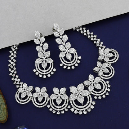 Partywear Silver Diamond Party Necklace