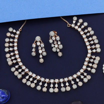 Multicut American Diamond Rosepolish Necklace