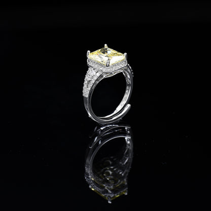 Emerald Cut Diamond Freesize Silvertone Ring