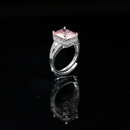 Emerald Cut Diamond Freesize Silvertone Ring