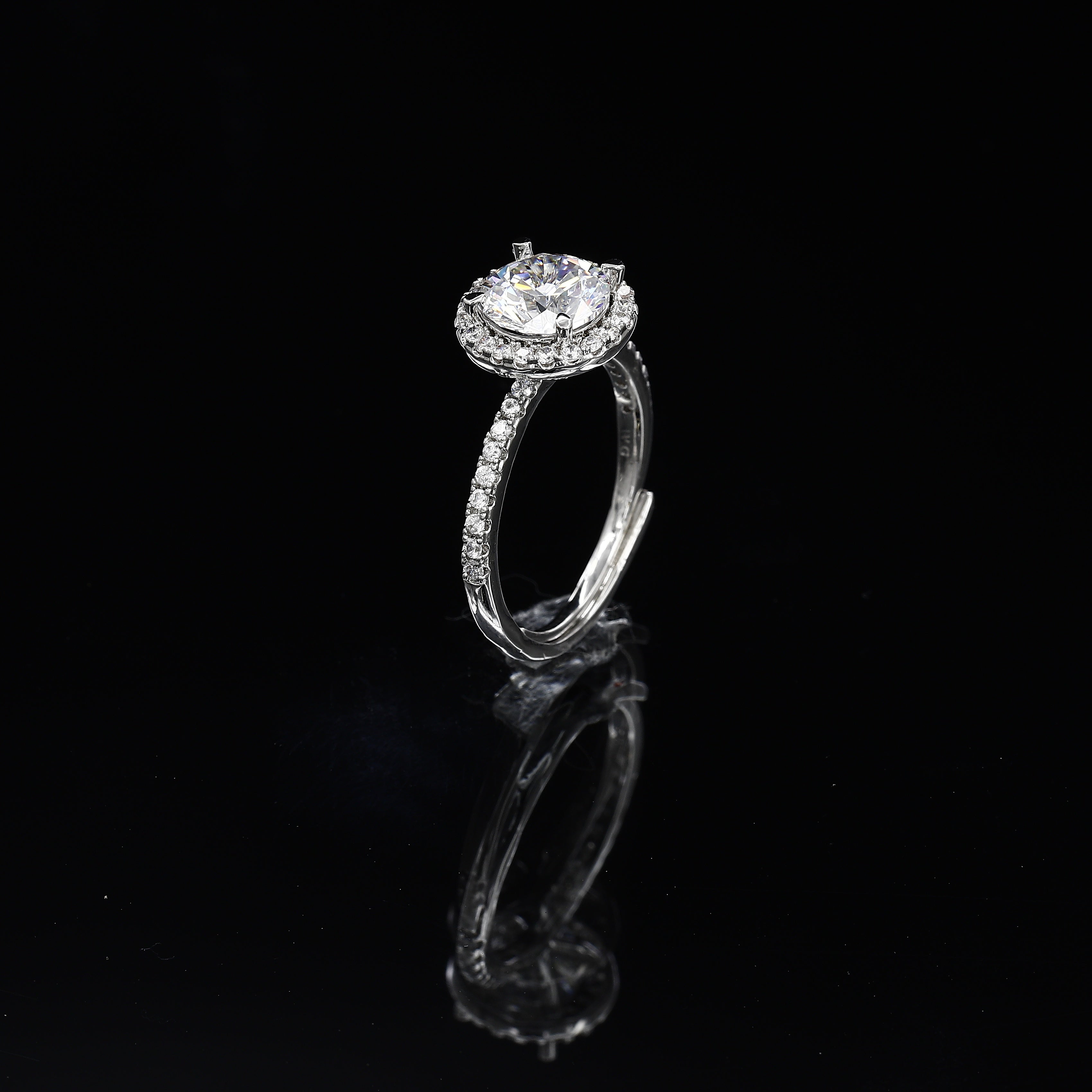 Silver Diamond Freesize Finger Ring