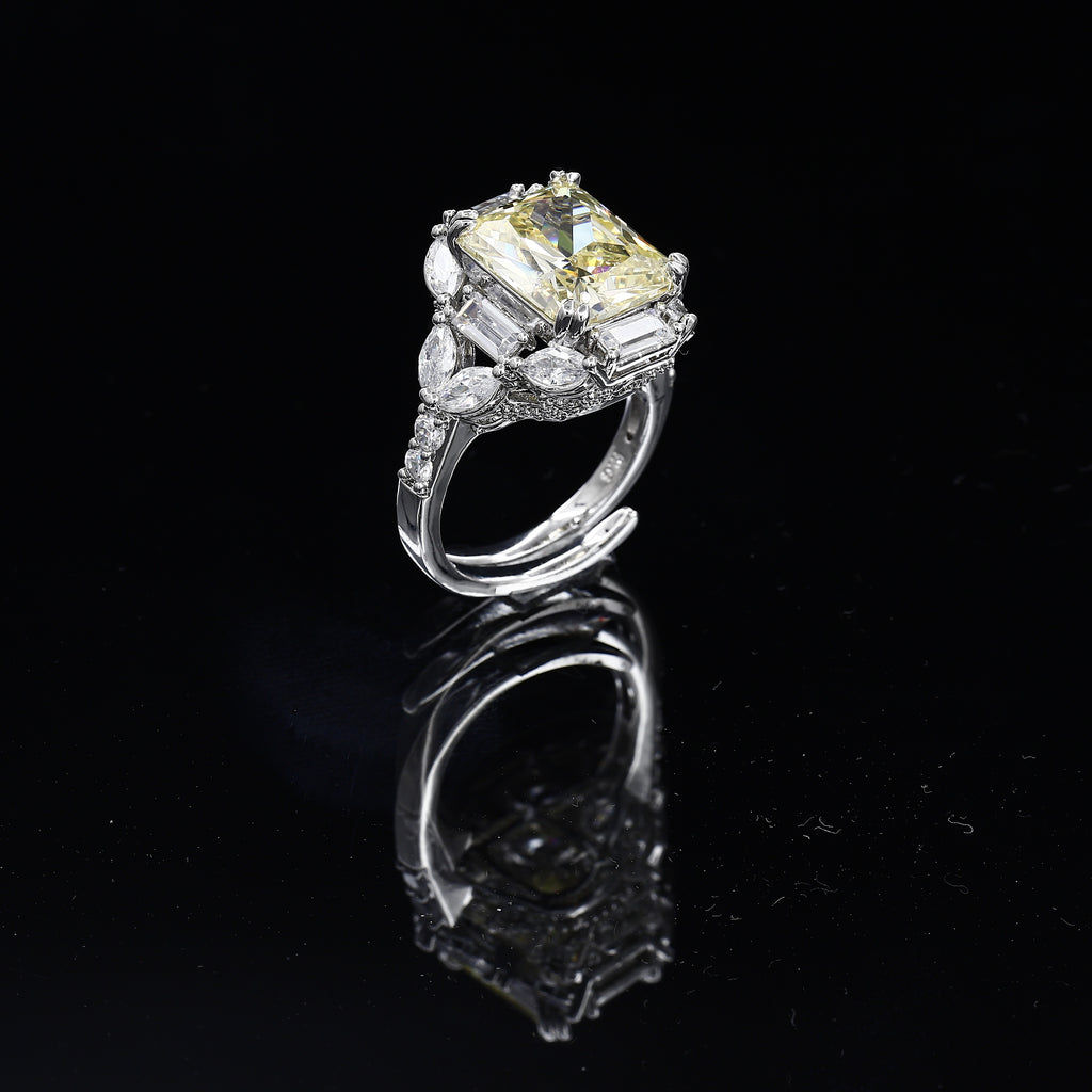 Big Color Diamond Silver Tone Freesize Ring