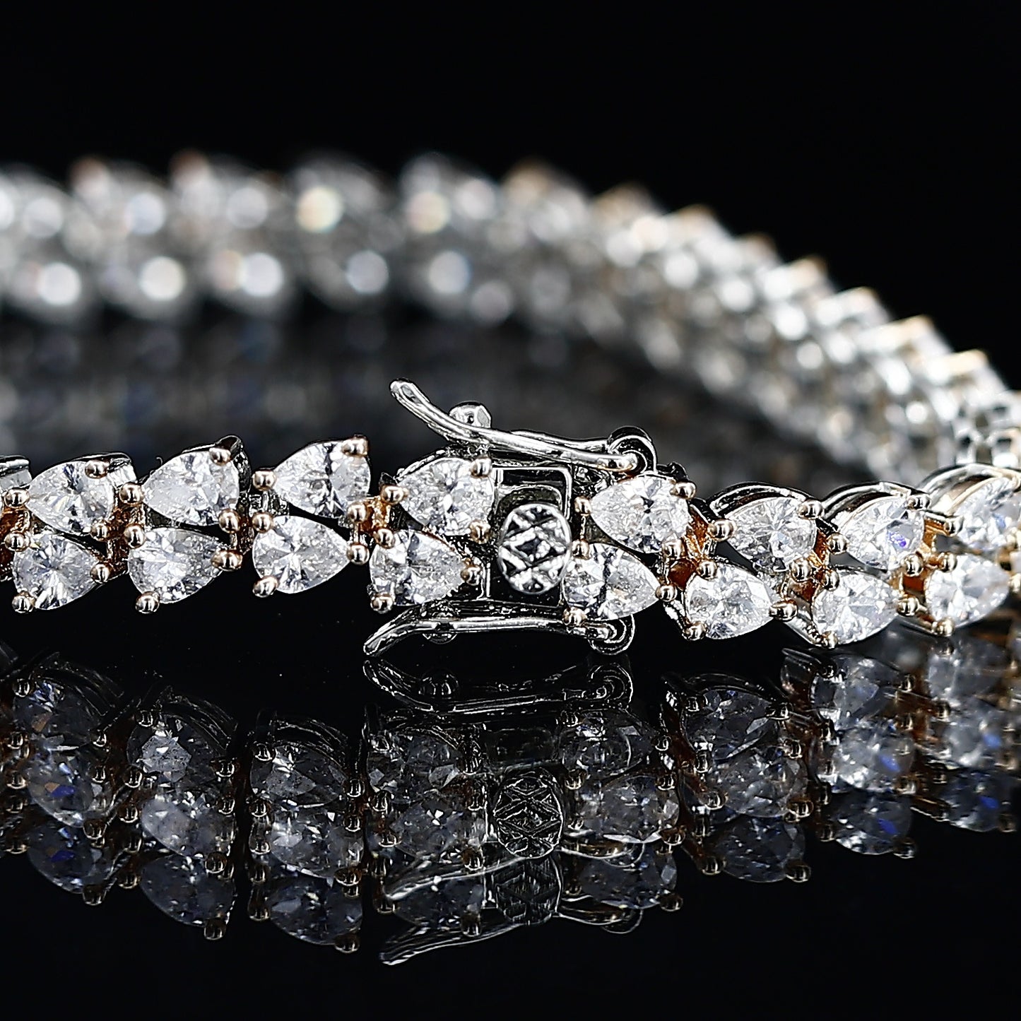 Pear Cut Two Line Silver Diamond Bracelet