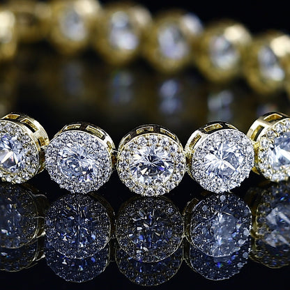 Round Big American Gold Tone Diamond Bracelet